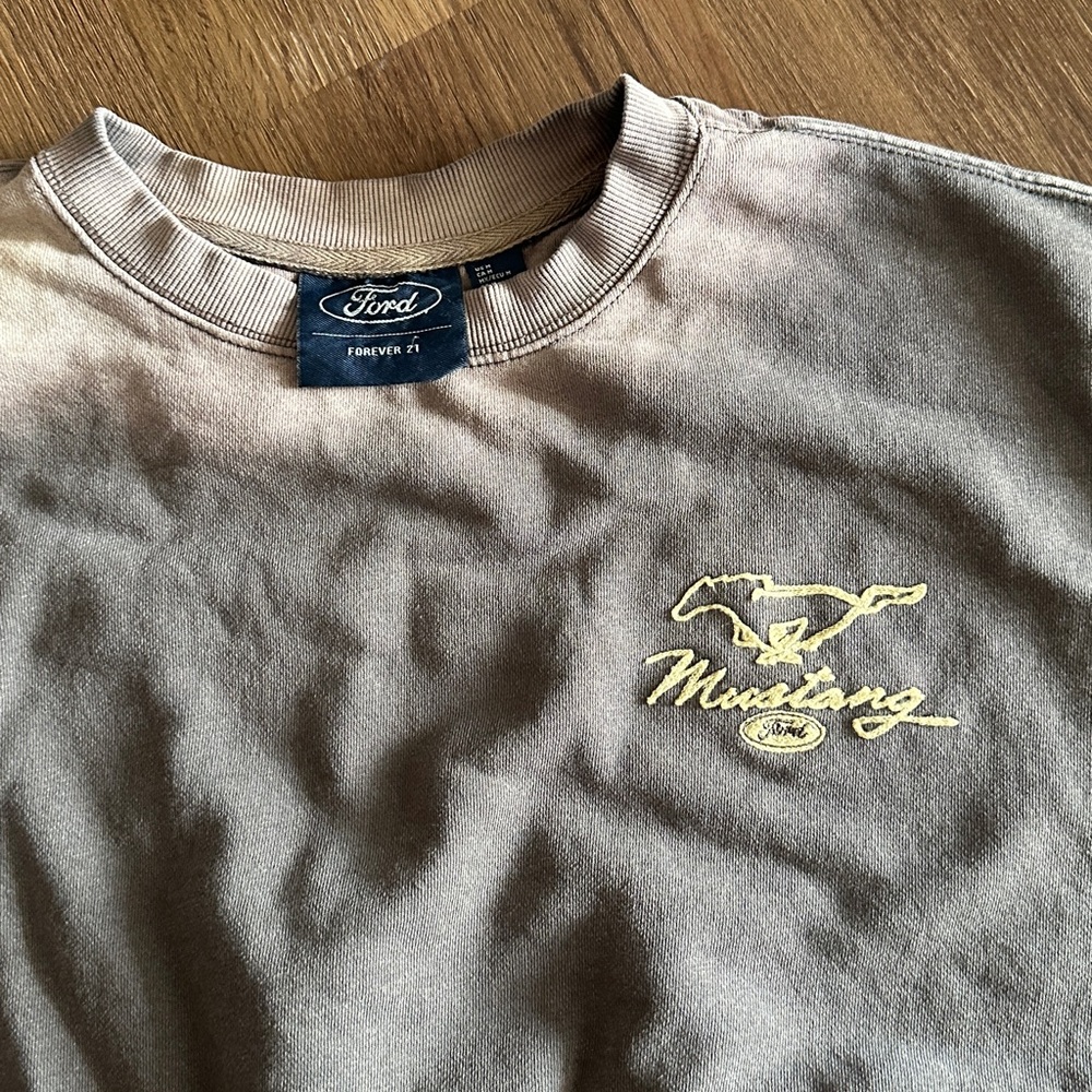 Ford Mustang Grey Distressed Sweatshirt